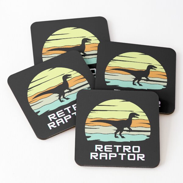 Item preview, Retro Raptor. Dinosaur with colorful retro sunset background designed and sold by Cute-and-Co.