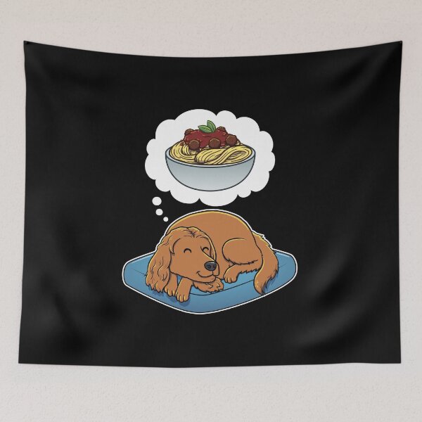 Item preview, English Cocker Spaniel dreaming about Spaghetti Meatballs designed and sold by DoggieDelights.