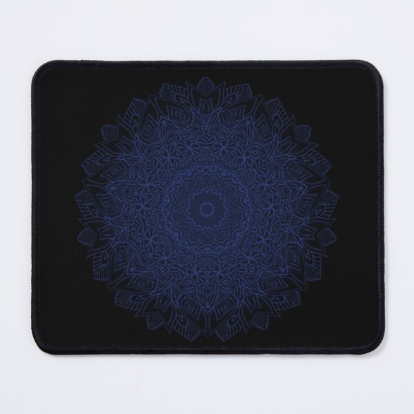 Item preview, Diseño bohemio de mandala monocromo azul y negro creado por Veda designed and sold by kattakitty.