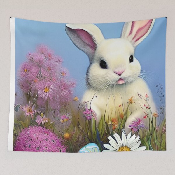 Item preview, Colorful Festive Easter Eggs Easter Bunny Spring Flowers Version 24 designed and sold by DreamingAwake1.