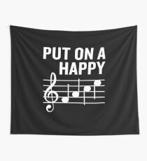 Put On a Happy Face Funny Music Note Joke Wall Tapestry