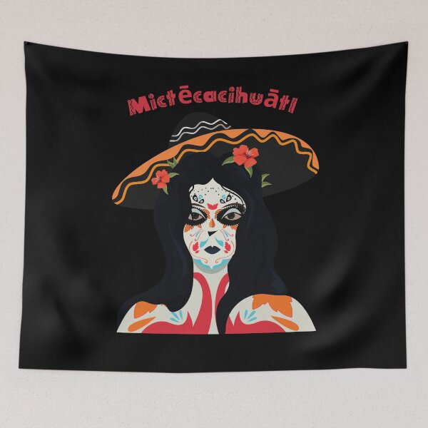 Item preview, Mictecacihuatl - Dark Mexican Skeleton with hat and flowers designed and sold by ElLocoMus.