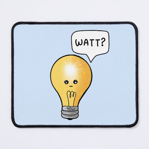 Item preview, WATT? - Punny Kawaii Light Bulb Humour designed and sold by Art-Speaks.