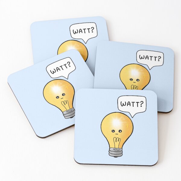 Item preview, WATT? -  Punny Kawaii Light Bulb Humour  designed and sold by Art-Speaks.