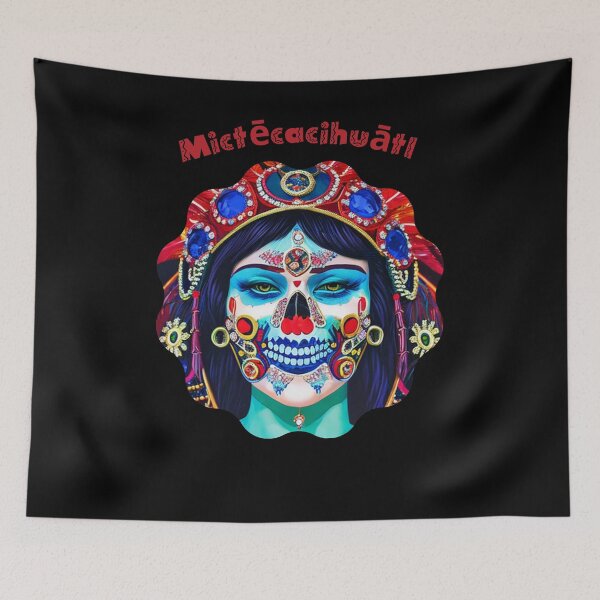 Item preview, Mictecacihuatl - Blue Makeup Mexican Face designed and sold by ElLocoMus.