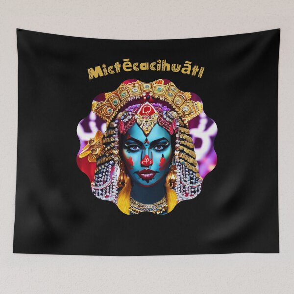 Item preview, Mictecacihuatl - Yellow and Blue Makeup Mexican Face designed and sold by ElLocoMus.