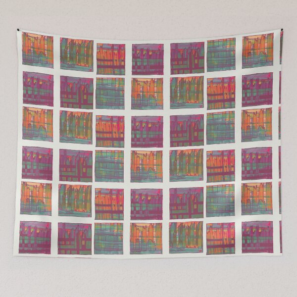 Item preview,  Liminal Space in Orange, Pink, Teal and Purple through 6 windows designed and sold by BlackArtichoke.