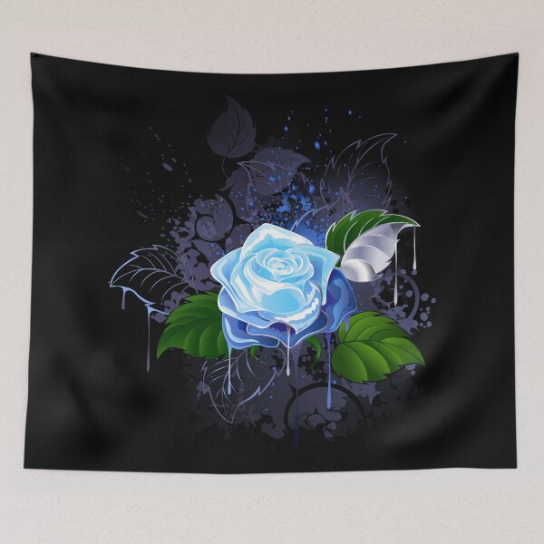 Item preview, Blue rose on black background designed and sold by Blackmoon9.