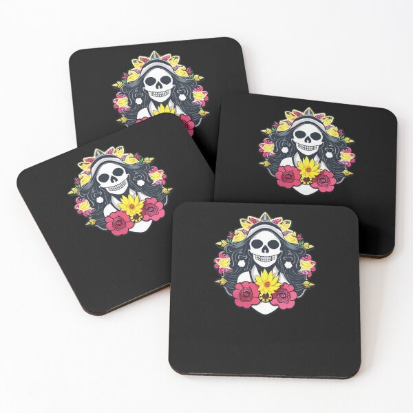 Item preview, Mictecacihuatl - Woman and Flower Skull designed and sold by ElLocoMus.