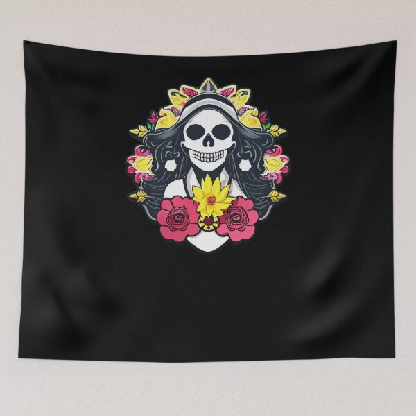 Item preview, Mictecacihuatl - Woman and Flower Skull designed and sold by ElLocoMus.