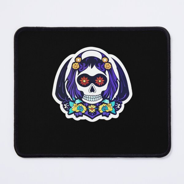 Item preview, Mictecacihuatl - Blue Woman and Flower Skull designed and sold by ElLocoMus.