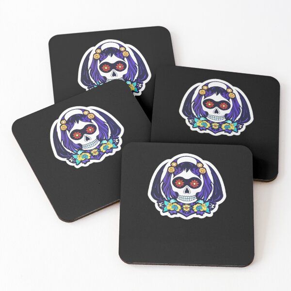 Item preview, Mictecacihuatl - Blue Woman and Flower Skull designed and sold by ElLocoMus.