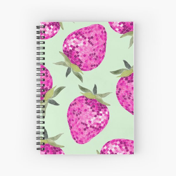 Disco Ball Strawberry Pink and Mint Spiral Notebook
