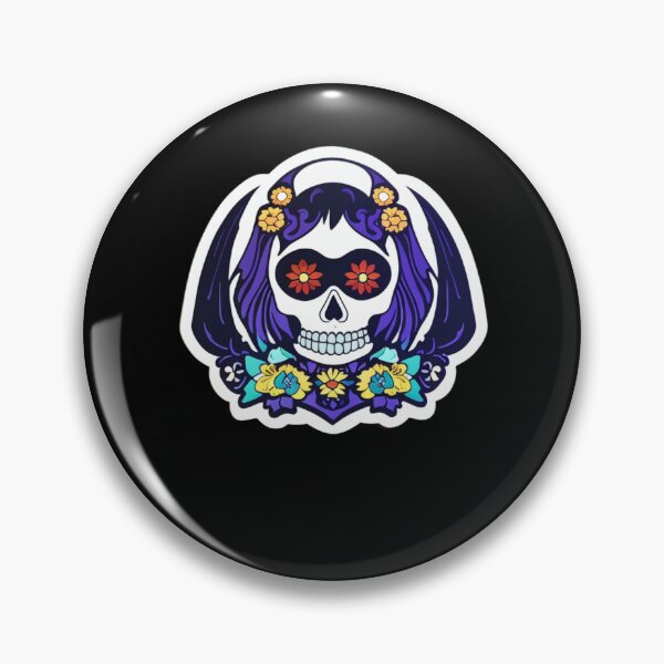 Item preview, Mictecacihuatl - Purple Flower Skull designed and sold by ElLocoMus.