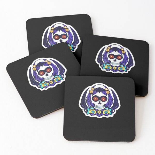 Item preview, Mictecacihuatl - Purple Flower Skull designed and sold by ElLocoMus.