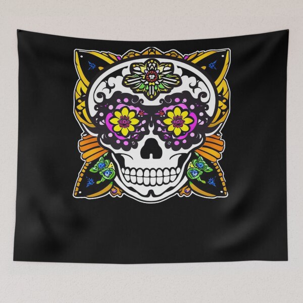 Item preview, Mictecacihuatl - Yellow Flower Girl Skull designed and sold by ElLocoMus.