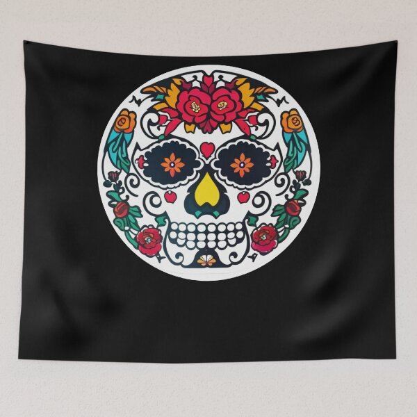 Item preview, Mictecacihuatl - Red Flower Girl Skull designed and sold by ElLocoMus.