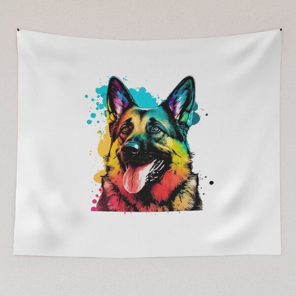Artikelvorschau, Bunter Pop-Art-Schäferhund, Berger Allemand Besitzergeschenk entworfen und verkauft von PRINTED ..