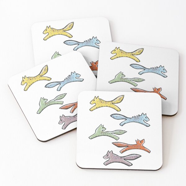 Item preview, Colorful Wolves Running - Native American Picture Writing Inspired Design designed and sold by TheRainFamily.