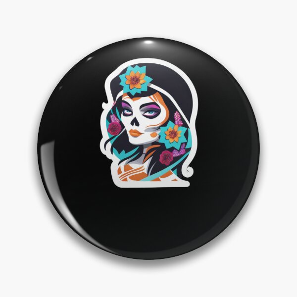 Item preview, Mictecacihuatl - Flower Girl Skull with hat designed and sold by ElLocoMus.