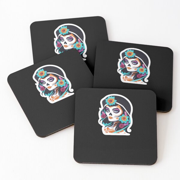 Item preview, Mictecacihuatl - Flower Girl Skull with hat designed and sold by ElLocoMus.