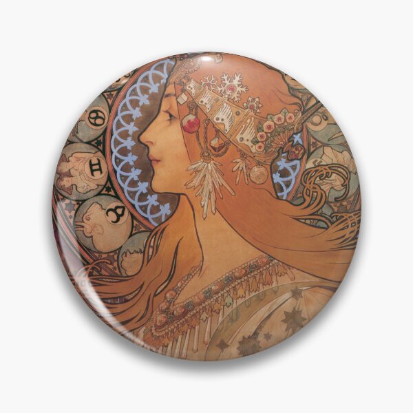 Item preview, Zodiac Astrology CalendarAlfonse Mucha Art Nouveau Vintage woman illustration, Elegant Beauty - Alphonse Mucha Inspired Art designed and sold by RaspberryEM.