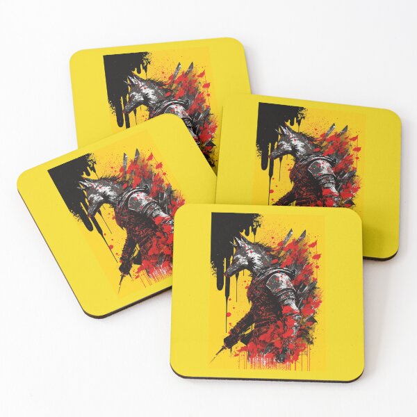 Item preview, WereWolf splatter ink painting red black yellow designed and sold by Visual-wallart.