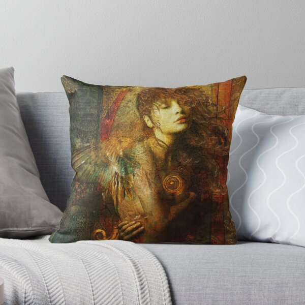 Gold Leaf Angel Throw Pillow