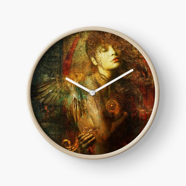 Gold Leaf Angel Clock