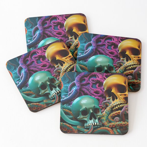 Item preview, We are doomed: Lovecraftian, colorful skulls and tentacles designed and sold by Arcult-Stickers.