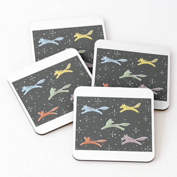 Item preview, Colorful Wolves Running Through The Stars - Native American Picture Writing Inspired Design designed and sold by TheRainFamily.