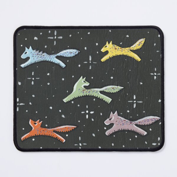 Item preview, Colorful Wolves Running Through The Stars - Native American Picture Writing Inspired Design designed and sold by TheRainFamily.