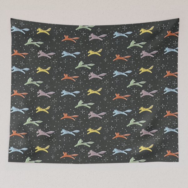 Item preview, Colorful Wolves Running Through The Stars - Native American Picture Writing Inspired Design designed and sold by TheRainFamily.