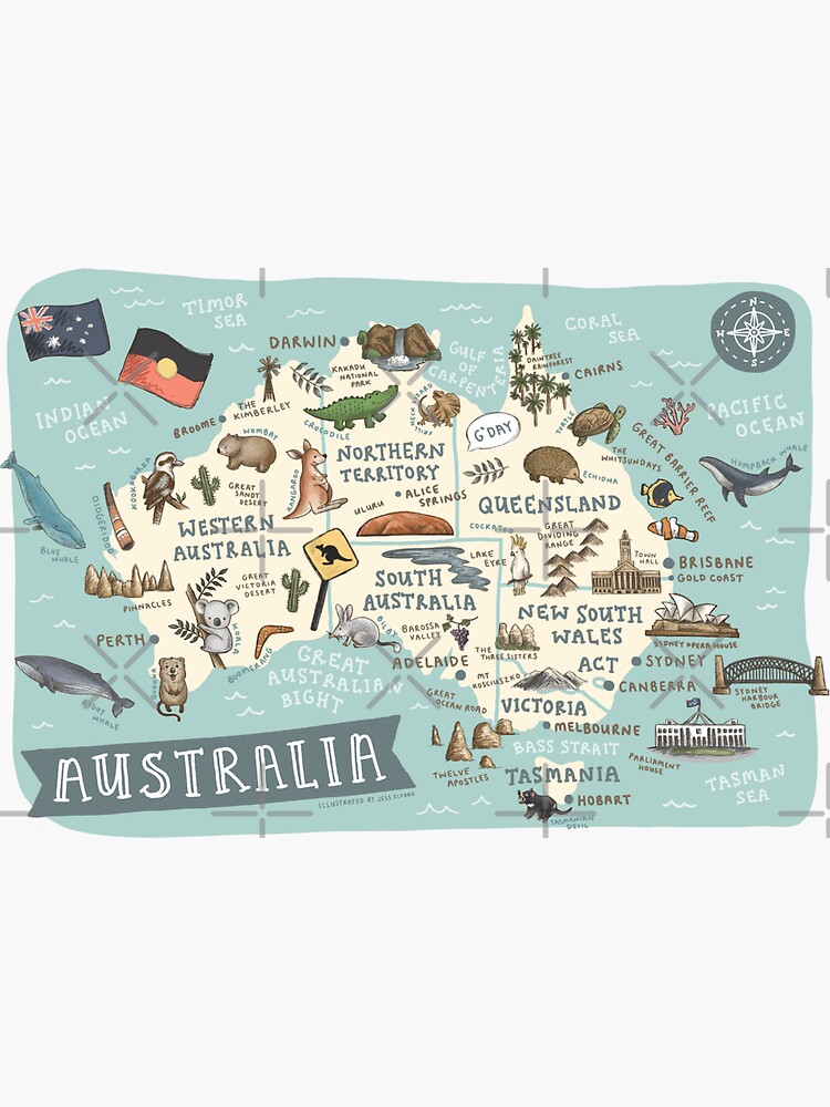 Imagen 3 de 3, Pegatina con la obra Mapa de Australia, diseñada y vendida por thosepencils.