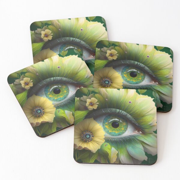 Item preview, Hyper Realistic Green Eye with Flowers designed and sold by DoodlesnPoodles.