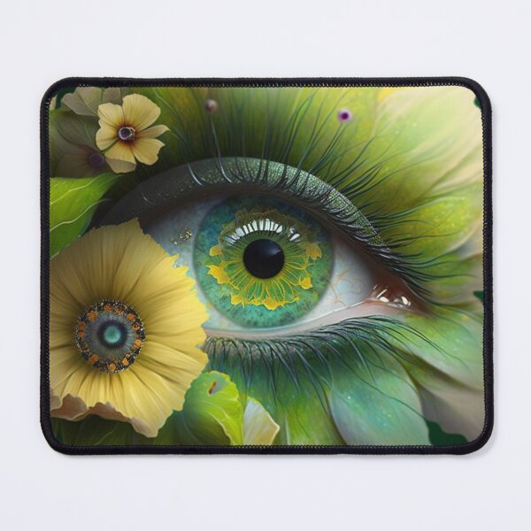 Item preview, Hyper Realistic Green Eye with Flowers designed and sold by DoodlesnPoodles.