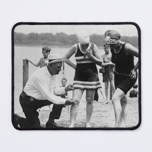 Item preview, Bathing Beach Cop Measures Bathing Suit, 1920s designed and sold by World Vintage Photos.