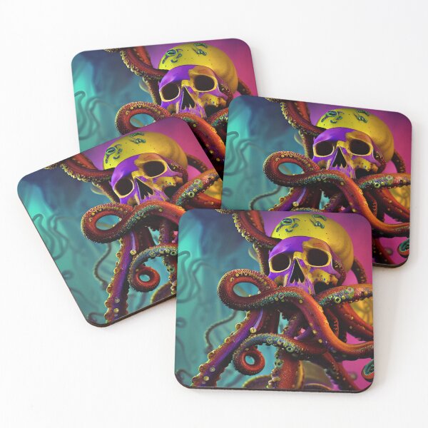 Item preview, We are doomed: Lovecraftian, colorful skulls and tentacles designed and sold by Arcult-Stickers.