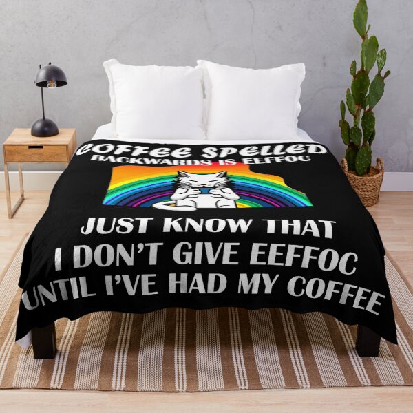 Item preview, A Cat's Rainbow Wake-Up: No More EEFFOC : Coffee Spelled Backwards designed and sold by Custom Crest.