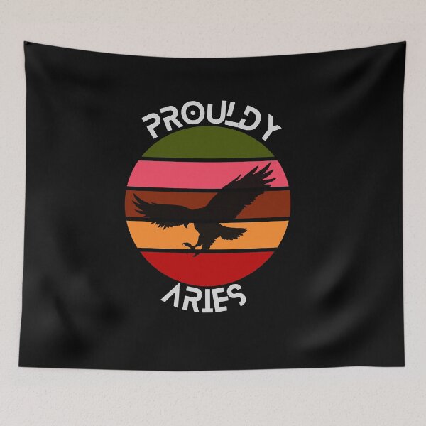 Item preview, White text Retro Aries horoscope designed and sold by Fermart.