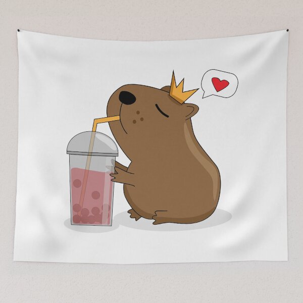 Aperçu de l'œuvre tee à bulles capybara, capybara, boisson capybara, princesse capybara, tee à bulles créée et vendue par Artgaus1.