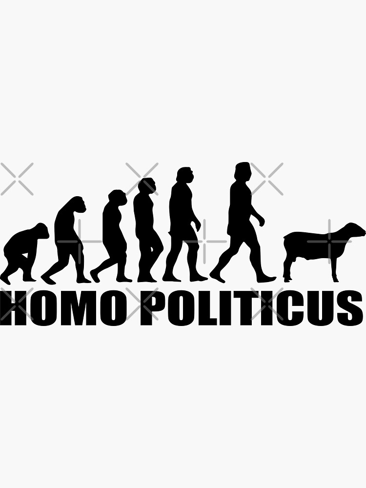 Thumbnail 3 of 3, Sticker, Evolution Homo Politicus designed and sold by oldtee.