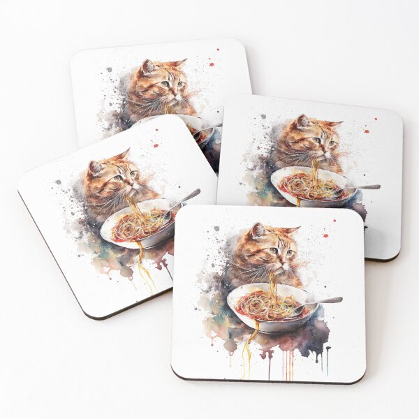 Item preview, cat eating spaghetti designed and sold by shokA Design.