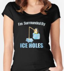 Ice Fishing Penguin Women's Fitted Scoop T-Shirt