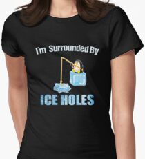 Ice Fishing Penguin Women's Fitted T-Shirt