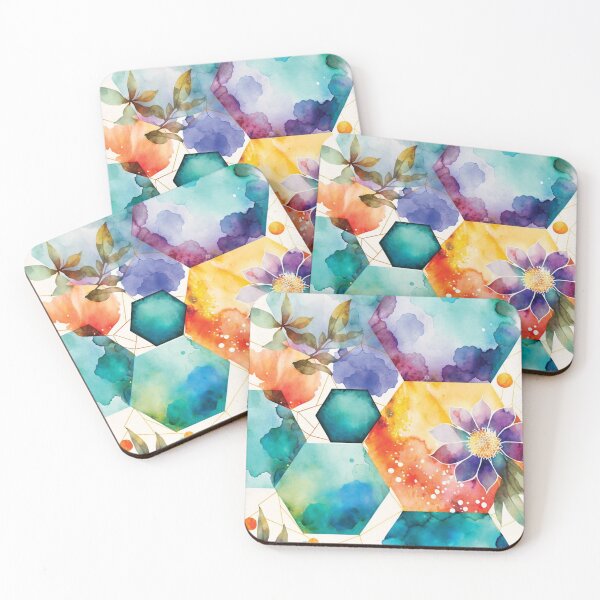 Item preview, Abstract Meadow. Vivid Colors. Watercolor Geometric and Floral Surface Art. designed and sold by LotusBlanc.