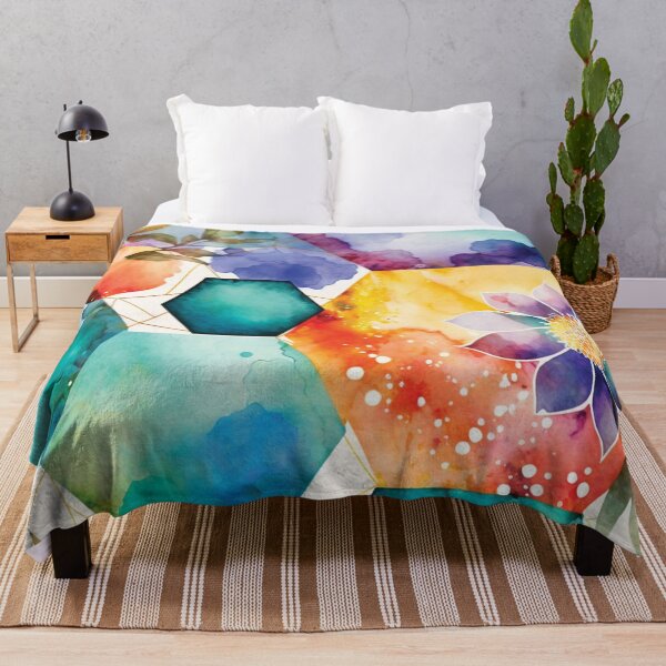 Item preview, Abstract Meadow. Vivid Colors. Watercolor Geometric and Floral Surface Art. designed and sold by LotusBlanc.