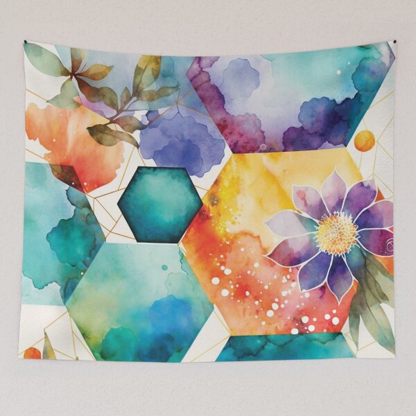 Item preview, Abstract Meadow. Vivid Colors. Watercolor Geometric and Floral Surface Art. designed and sold by LotusBlanc.