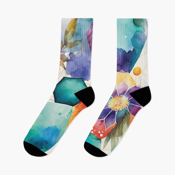 Item preview, Abstract Meadow. Vivid Colors. Watercolor Geometric and Floral Surface Art. designed and sold by LotusBlanc.