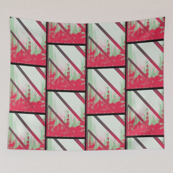 Item preview,  Cityscape through Window in Crimson and Mint designed and sold by BlackArtichoke.